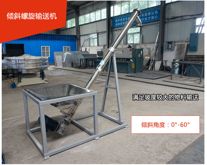 傾斜螺旋輸送機(jī)可用于60°范圍內(nèi)輸送散狀物料、不回流